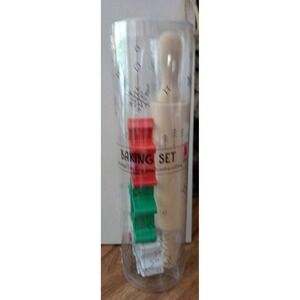 Kids 4 piece Holiday Baking Set - rolling pin and 3 metal cookie cutters NEW